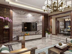 新中式风格160平四居室客厅装修效果图