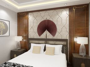 新中式风格160平四居室卧室背景墙装修效果图