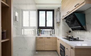 现代简约风格89平米三居室厨房橱柜设计图片