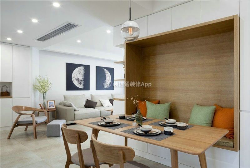 现代风格130平米三居室餐桌餐具装修效果图