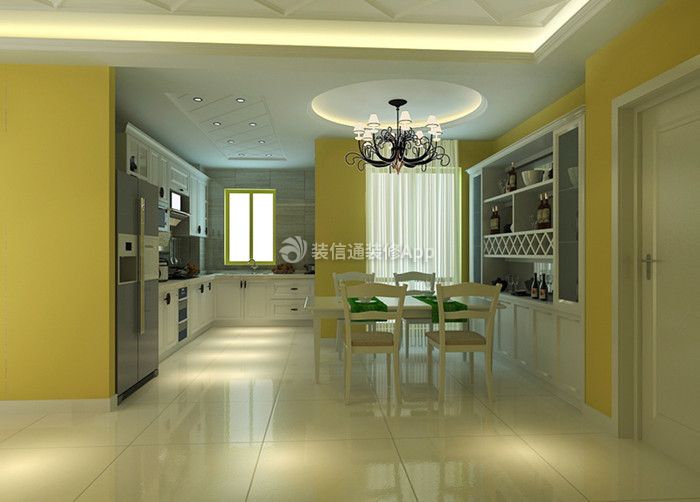 欧式风格128平米三居室厨房餐桌装修效果图欣赏