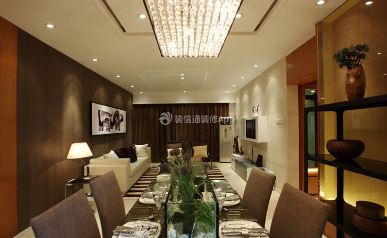 现代风格140平米三居室餐厅吊灯设计效果图