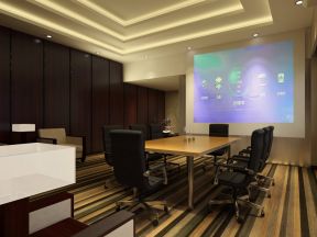 500平中式风格办公室多媒体会议室装修效果图