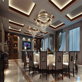 中式酒店餐厅效果图 中式酒店餐桌装饰设计 