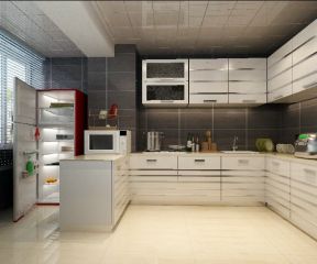 现代风格130平米跃层厨房冰箱装修效果图