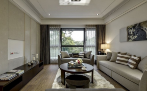 现代风格102平米三居室客厅窗帘装修效果图