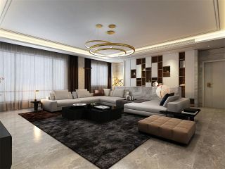 460平米跃层现代中式风格沙发背景墙装修设计效果图