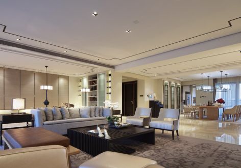 金龙星岛国际现代风格150平米三居室装修效果图