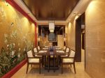 中式风格118平米复式餐厅背景墙装修效果图