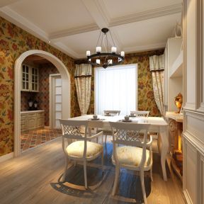 158平米欧式风格三居室餐厅厨房装修效果图