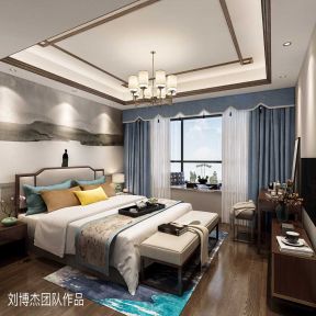 新中式风格150平三居室卧室装修效果图