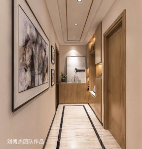 100平米三居室后现代风格走廊背景墙装修设计效果图欣赏