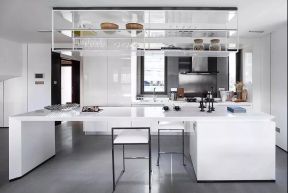 三居150平现代风格厨房吧台装修设计效果图