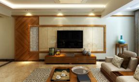 中式电视机背景墙效果图 中式客厅灯效果图 