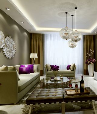 现代风格110平米三居室客厅沙发装修效果图