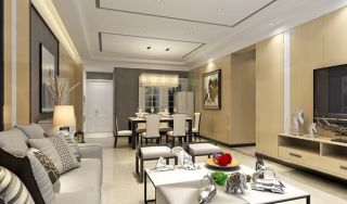 145平米现代风格三居室客厅餐厅设计效果图