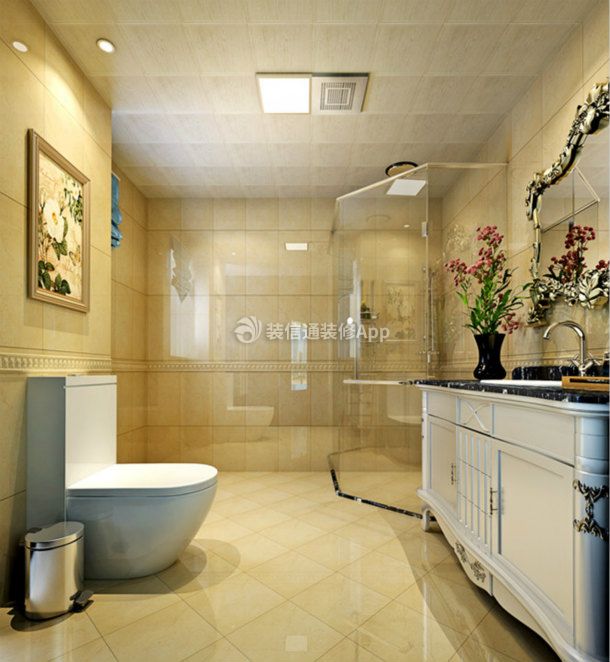 美式风格150平米三居室卫生间装修效果图