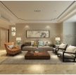 115平米三居室新中式风格沙发背景墙装修设计效果图欣赏