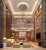 190平米复式楼欧式风格挑高客厅装修效果图