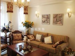 89平田园风格三居室客厅沙发装修图片欣赏
