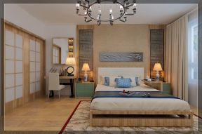 新中式风格125平三居室卧室装修效果图