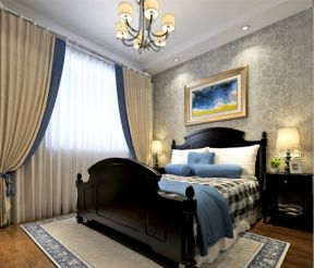 150平米美式风格三居室卧室窗帘装修效果图