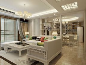 白色新中式风格147平米四居室沙发摆放设计图片
