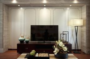 新中式风格100平米三居室客厅电视墙设计图片