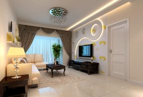 现代风格90平米三居室客厅窗帘设计效果图