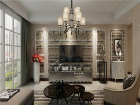 90平米欧式风格三居室客厅吊灯设计效果图