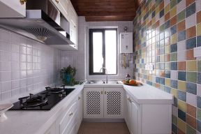 90平米二居室混搭风格厨房墙面瓷砖实景图