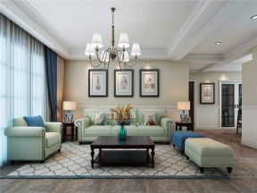 120平米美式风格三居室客厅沙发装修效果图