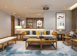 中式风格140平米三居室客厅沙发装修效果图