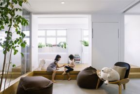 90平米三居室现代简约风格飘窗装修设计效果图案例