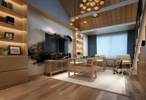 420平中式风格别墅茶室实木桌椅设计图