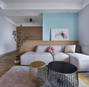 105平方米简约风格客厅沙发矮墙隔断设计图-每日推荐