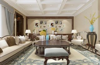 平层420平欧式风格客厅沙发背景墙效果图