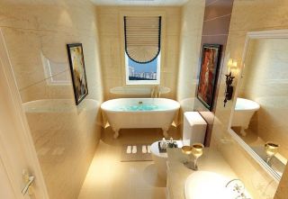 240平美式风格别墅卫生间浴缸设计效果图
