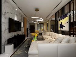 115平米日式风格三居室客厅装修设计效果图