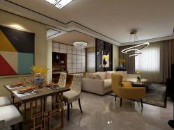 115平米日式风格三居室餐厅装修设计效果图