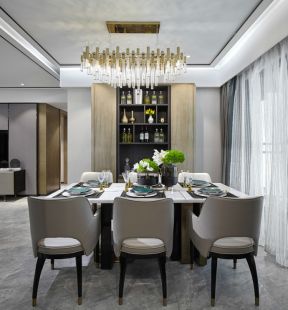 156平米现代风格三居室餐厅装修设计效果图