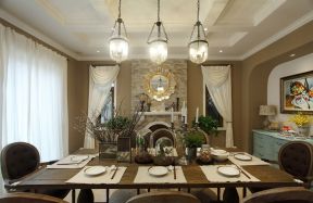 210平复式美式风格餐厅餐桌餐具装饰图片