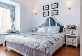 122平两居地中海风格卧室床边斗柜设计效果图片