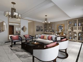 中式风格300平米别墅客厅沙发装修效果图