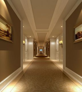 3000平米现代风格宾馆走廊装修设计效果图欣赏
