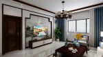 新中式风格125平米三居室电视背景墙装修设计效果图