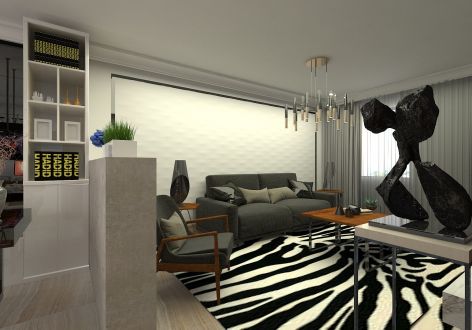 新迎新城现代风格85平二居室装修效果图