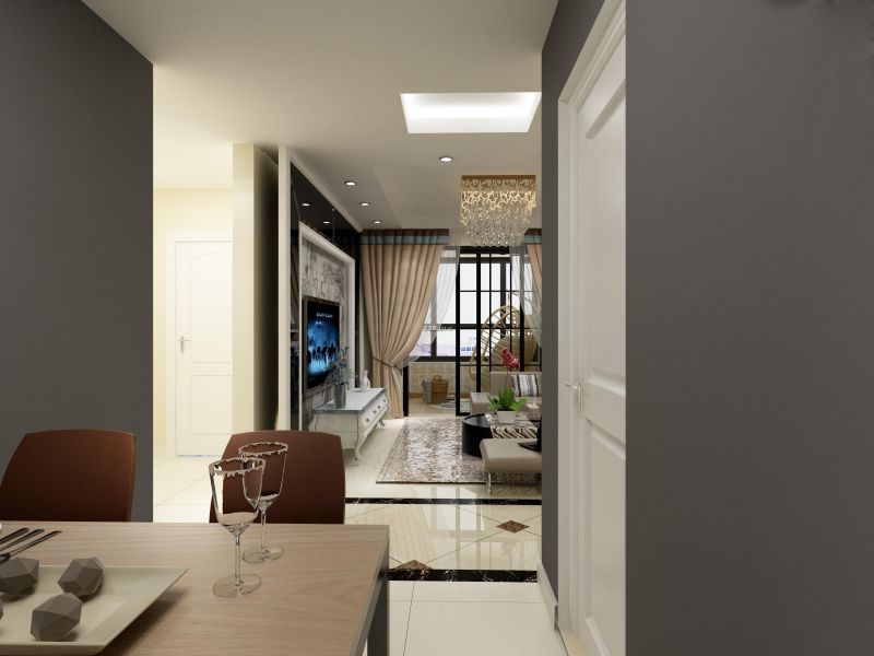 米兰春天现代现代风格90平米三居室装修效果图