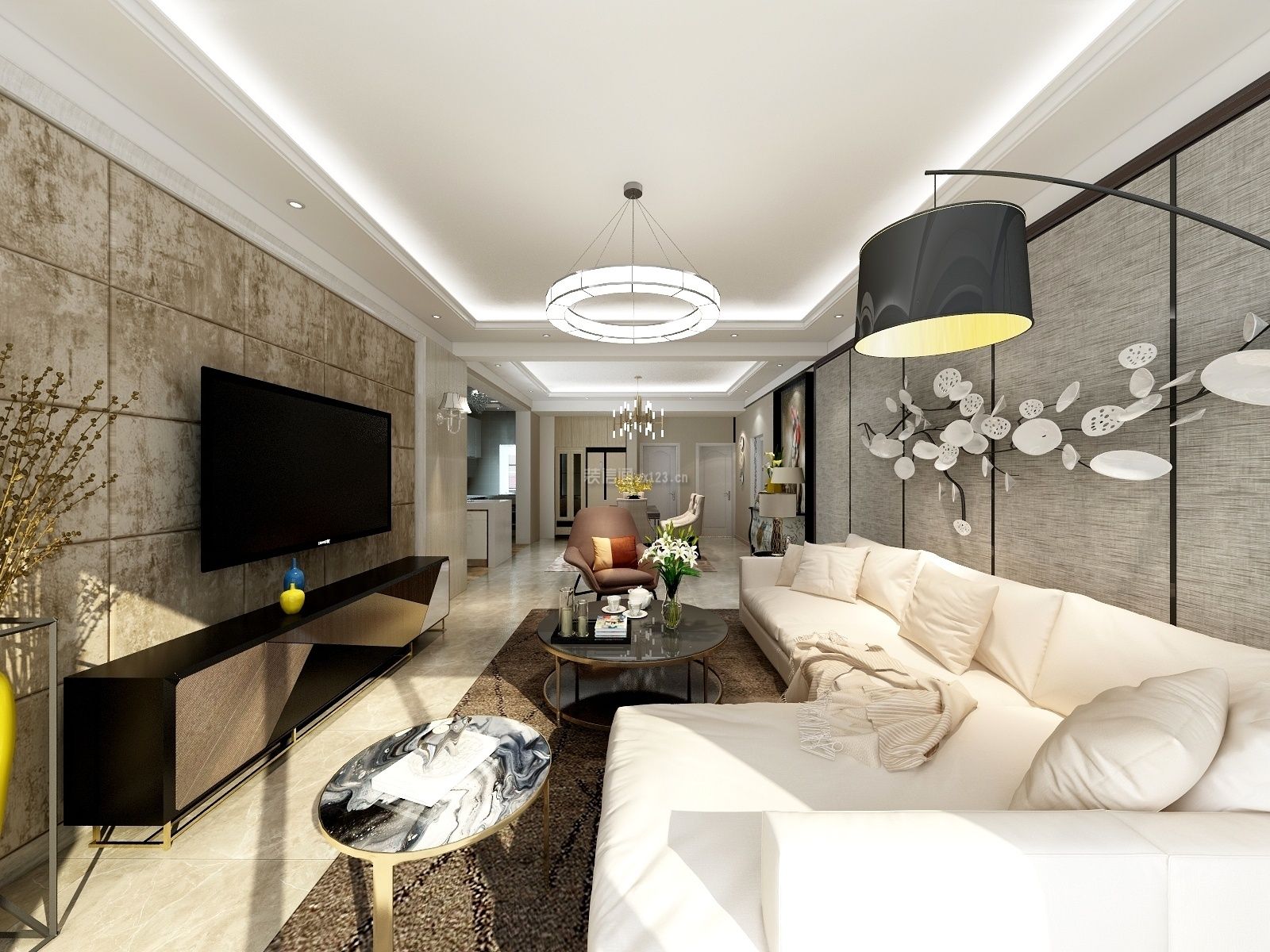 昆明花香满径现代风格175平米装修效果图案例