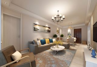 现代风格97平米三居室客厅沙发装修效果图